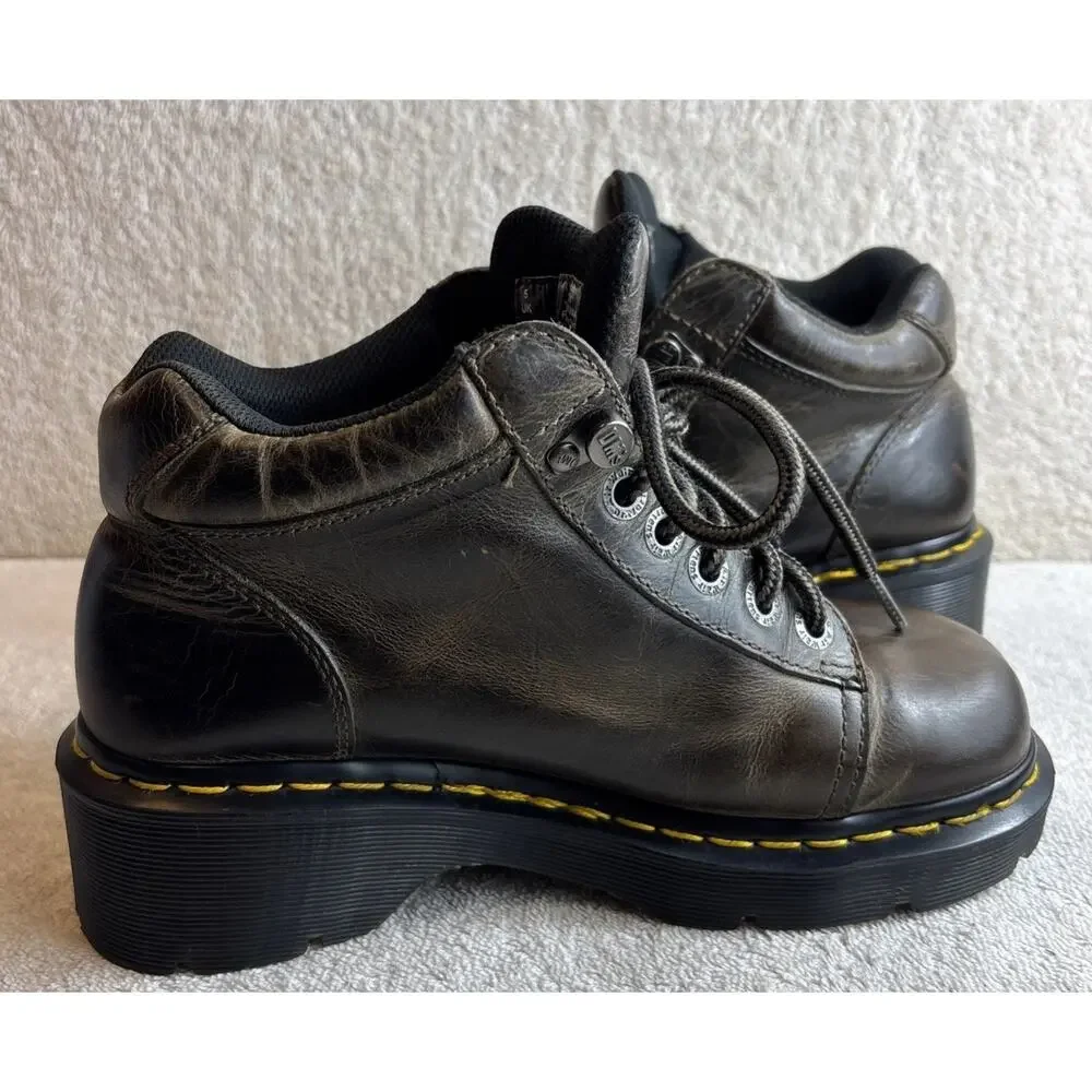 Dr. Martens Leather Toya Chunky Dk Grey Boots Women’s Size 7